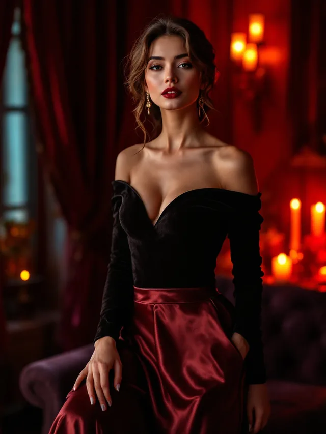 AI-generated concept image: Off-Shoulder Velvet Bodysuit by Velvet Hour, black